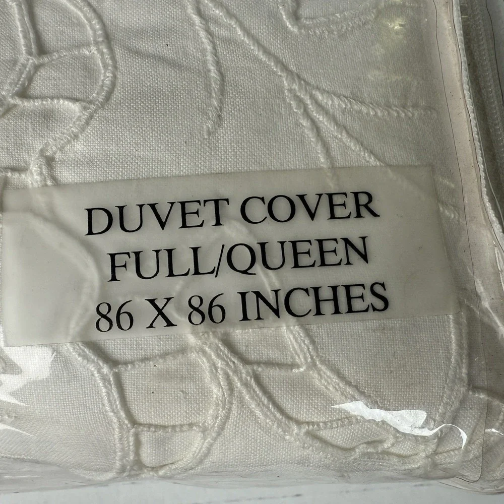 Vtg Heirlooms Handmade Embroidered Duvet Cover Full/queen White/ivory  New